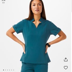 Inala - slim scrub top carribean blue